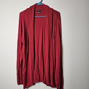 Bay Studio Plus Red Open Front Womens 1X Sweater Cardigan Scarlett Red